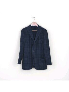 Boglioli Slim Fit Blazer IT 52 US 40 Teal Plaid Unlined 50 K Jacket N2902J Edgy